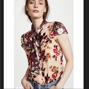 Alice + Olivia Jeannie Tie Neck Blouse Sz M